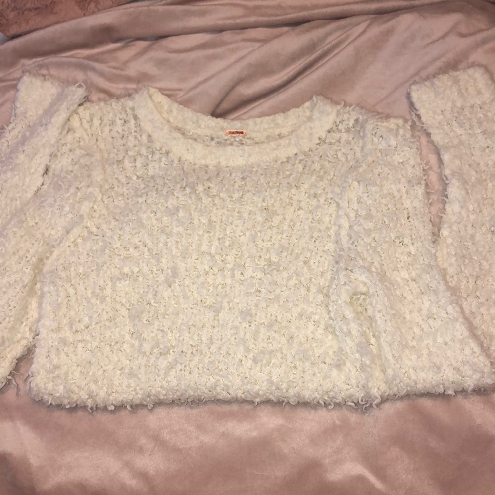 free people fuzzy cream long sleeve